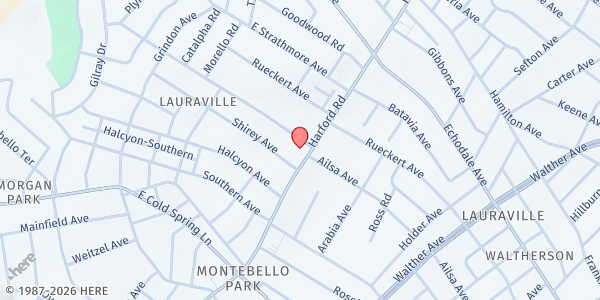 Map showing Northeast Food Pantry at 4920 Harford Road, Waltherson, MD