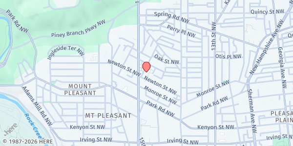 Map showing Loaves & Fishes at 1525 Newton St NW, Washington, MD