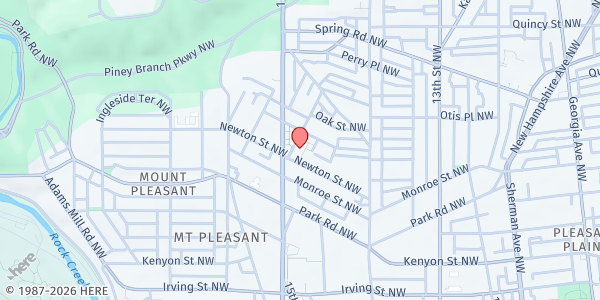 Map showing St. Stephen's Church at 1525 Newton St NW, Washington, MD