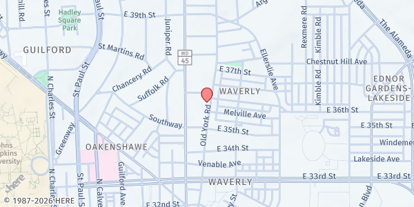 Map showing Deliverance Manna at 3538 Old York Road, Waverly, MD