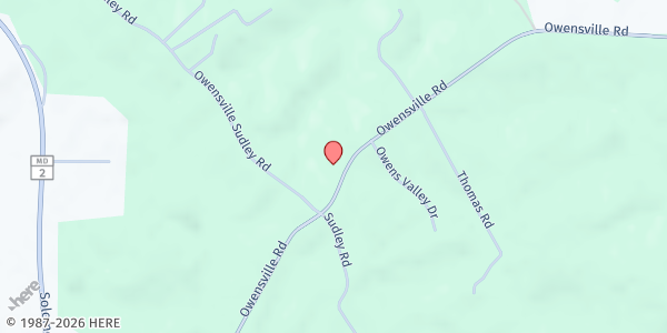 Map showing South County Emergency Baby Pantry at 220 Owensville Road, West River, MD