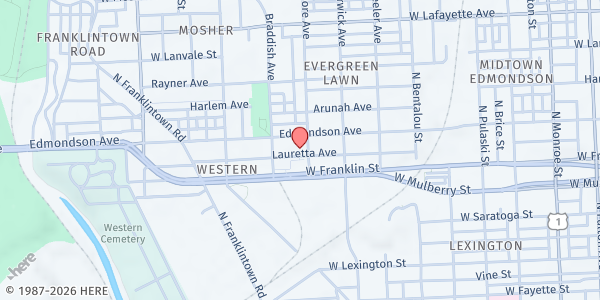 Map showing Doswell Cathedral Church at 520 Doswell Avenue, Western, MD