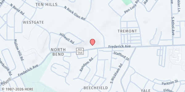 Map showing Stillmeadow Food Pantry at 5110 Frederick Avenue, Westgate, MD