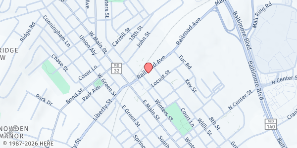 Map showing Carroll County Food Sunday at 10 Distillery Dr, Westminster, MD