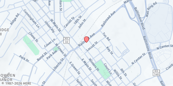 Map showing Carroll County Food Sunday - Westminster Location at 10 Distillery Drive, Westminster, MD