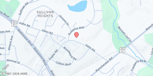 Map showing Carroll County Salvation Army at 300 Hahn Road, Westminster, MD