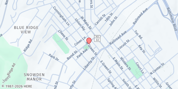 Map showing Saint Paul's United Church of Christ at 17 Bond Street, Westminster, MD