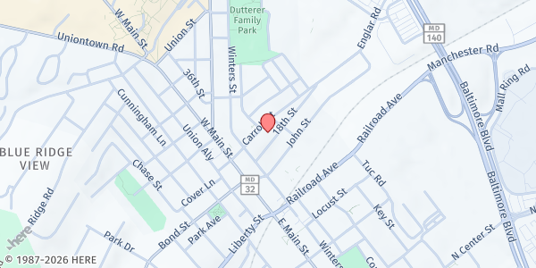 Map showing Shepherd's Staff, Emergency Food Pantry at 30 Carroll Street, Westminster, MD