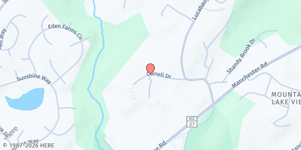 Map showing Westminster Rescue Mission at 658 Correll Drive, Westminster, MD