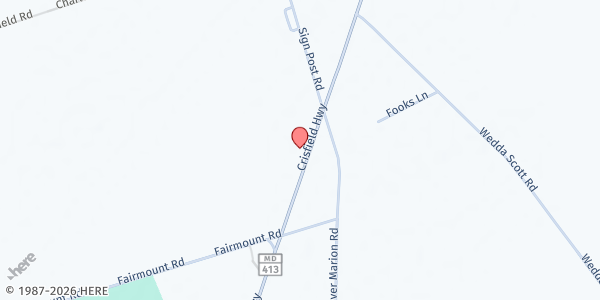 Map showing St. James UMC at 8730 Crisfield Hwy, Westover, MD