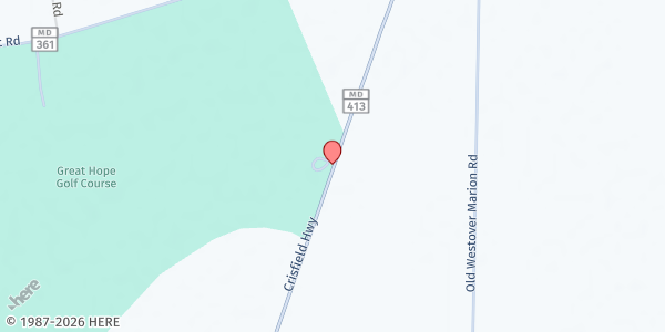 Map showing St. James United Methodist Church at 8370 Crisfield Highway, Westover, MD