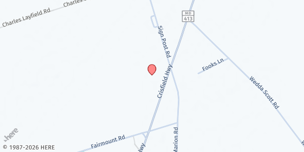 Map showing St. James United Methodist Church at 8730 Crisfield Highway, Westover, MD