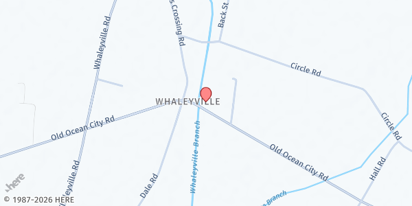 Map showing Blessing House Ministries, Food Pantry at 7915 Old Ocean City Road, Whaleyville, MD