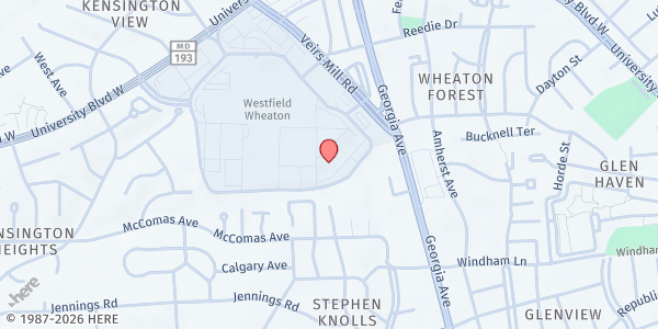 Map showing Mid County United Ministries (MUM) - Wheaton at 11002 Viers Mill Road, Wheaton, MD