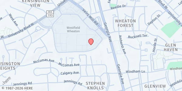 Map showing MUM Main Office at 11002 Veirs Mill Road, Wheaton, MD