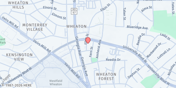 Map showing MUM Mobile Pantry: FASMarketplace - Elkins St Stop at 11319 Elkins St., Wheaton, MD