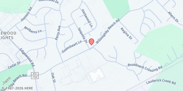 Map showing Lots of Love Food Pantry at 501 Sequoia Drive, Willoughby Court, MD