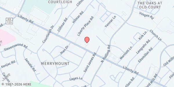 Map showing Community Impact, Inc - Windsor Mill Distribution Center at 8334 Liberty Road, Windsor Mill, MD