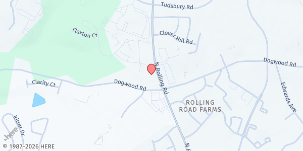 Map showing Emmarts United Methodist Church at 7100 Dogwood Road, Windsor Mill, MD