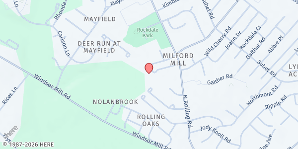 Map showing Liberty Food Pantry at 3301 Milford Mill Road, Windsor Mill, MD