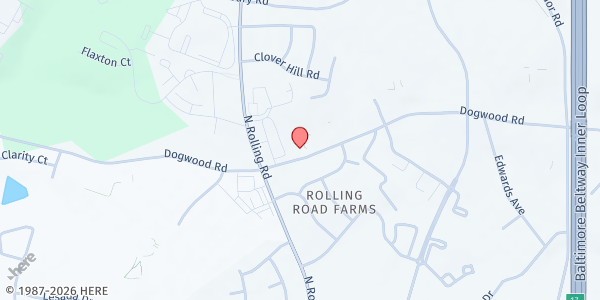 Map showing St Gabriel's Church at 6950 Dogwood Road, Windsor Mill, MD