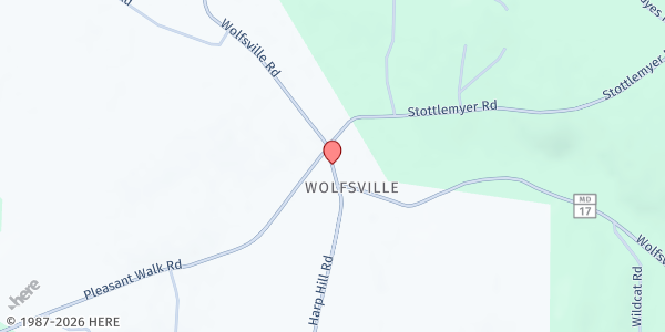 Map showing Salem United Methodist at 12477 Wolfsville Rd., Wolfsville, MD