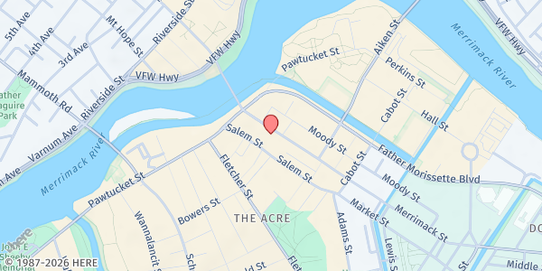 Map showing House of Hope - The Acre at 812 Merrimack Street, The Acre, MA