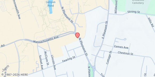 Map showing First Baptist Church Food Pantry at 434 North Pleasant Street, Amherst, MA