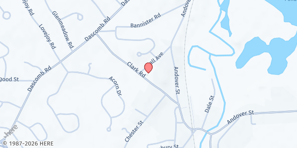 Map showing Ballard Vale United Church Community Pantry at 23 Clark Road, Andover, MA