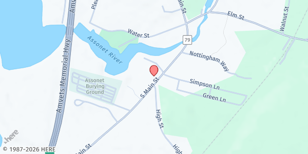 Map showing St Bernard's Catholic Church at 30 S Main St, Assonet, MA