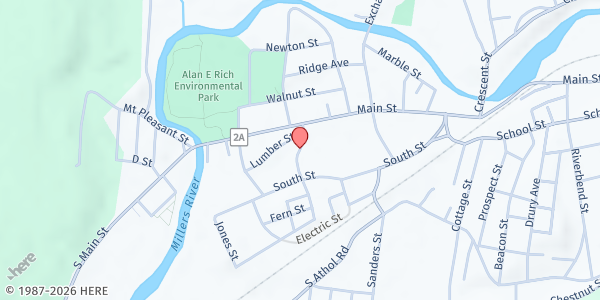 Map showing Athol Brown Bag at 82 Freedom Street, Athol, MA