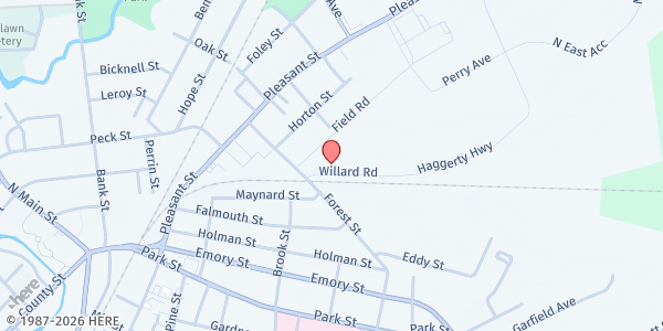 Map showing Self-Service DTA Kiosk at Bristol Community College - Taunton at 34 Forest Street, Attleboro, MA