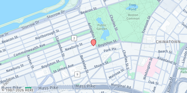 Map showing Friday Night Supper Program, Inc. - Boylston Street at 351 Boylston Street, Back Bay, MA