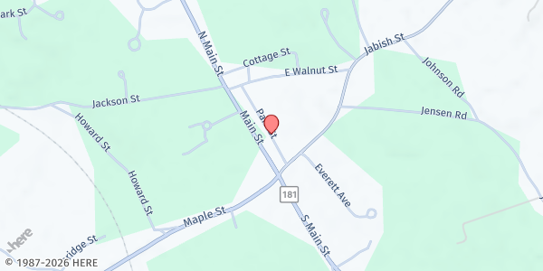 Map showing Belchertown United Church of Christ Helping Hands Cupboard at 10 Park Street, Belchertown, MA