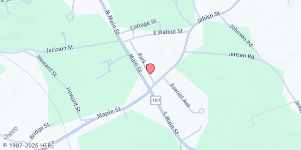 Map showing St. Francis Parish Food Pantry at 10 Park Street, Belchertown, MA