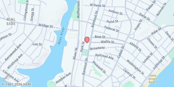 Map showing Beverly Bootstraps Food Pantry at 35 Park St, Beverly, MA