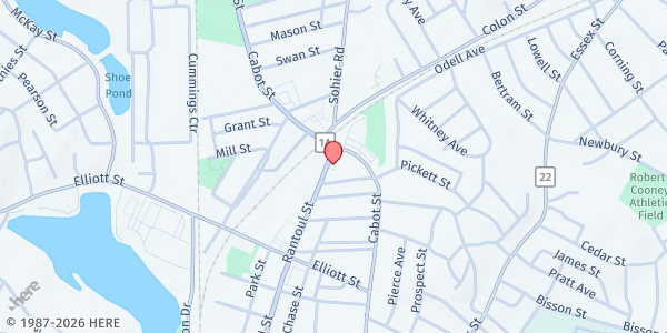 Map showing Beverly SDA Church Food Pantry at 499 Rantoul Street, Beverly, MA