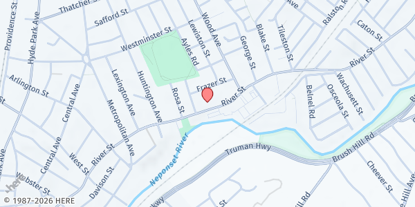 Map showing Boston Preparatory Charter Public School at 885 River Street, Boston, MA