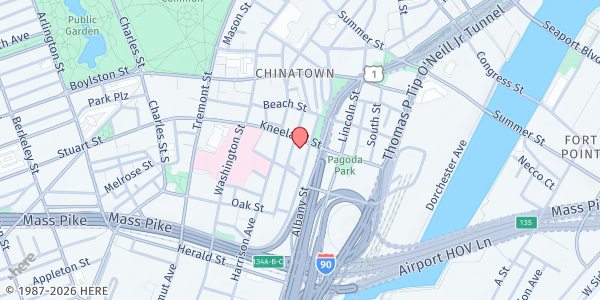 Map showing Greater Boston Chinese Golden Age Center at 75 Kneeland Street, Boston, MA