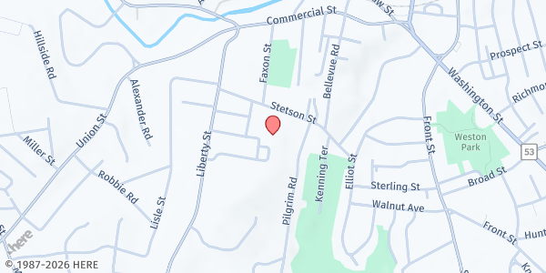 Map showing Braintree Holidays/Friends Pantry at 46 Lincoln Street, Braintree, MA