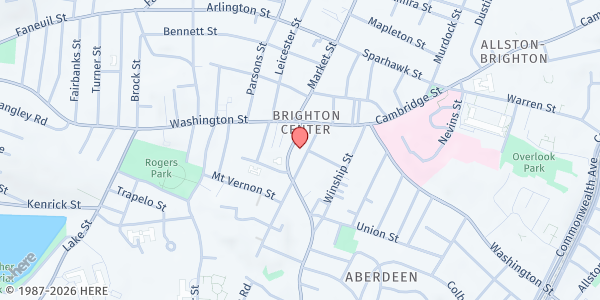 Map showing Ethos Veronica Smith Café at 20 Chestnut Hill Avenue, Brighton, MA