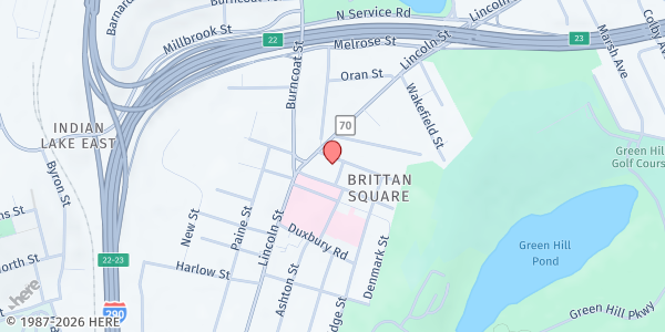 Map showing Self-Service DTA Kiosk at Ascentria at 11 Shattuck Street, Brittan Square, MA