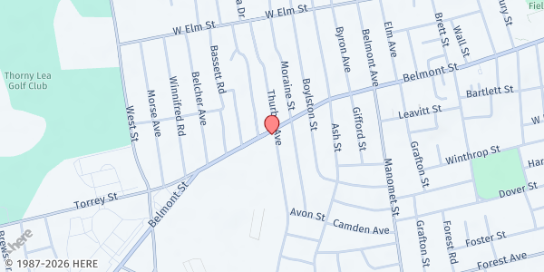 Map showing Self-Service DTA Kiosk at Father Bill's & Mainspring at 430 Belmont Street, Brockton, MA