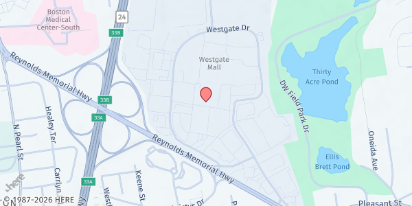 Map showing Westgate Mall at 200 Westgate Drive, Brockton, MA