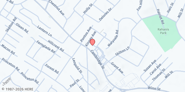 Map showing Burlington Food Pantry at 21 Murray Avenue, Burlington, MA