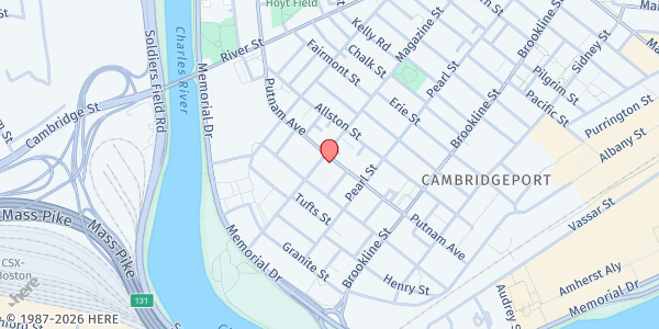 Map showing Cambridge Baptist Church at 459 Putnam Avenue, Cambridgeport, MA