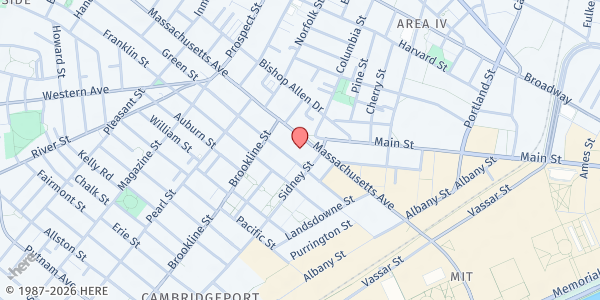 Map showing Salvation Army - Cambridgeport at 402 Massachusetts Avenue, Cambridgeport, MA