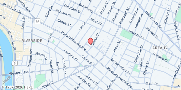 Map showing Cambridge Economic Opportunity at 11 Inman Street, Central Square, MA