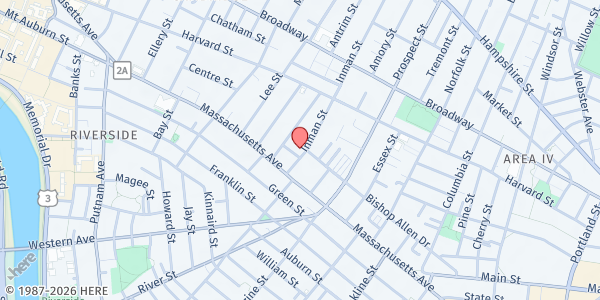 Map showing CEOC Central Square Food Pantry at 11 Inman Street, Central Square, MA