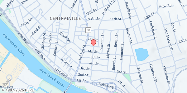 Map showing St. Paul's Soup Kitchen at 7th Street, Centralville, MA